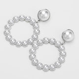 Baroque Style Pearl Circle Dangle Earrings Statement Jewelry