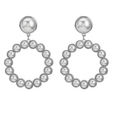 Baroque Style Pearl Circle Dangle Earrings Statement Jewelry