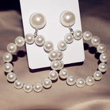 Baroque Style Pearl Circle Dangle Earrings Statement Jewelry