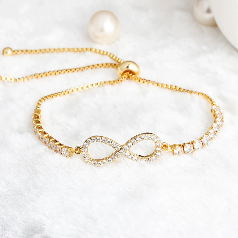 Infinity Charm Chain Zircon Crystal Women Jewelry Bracelet