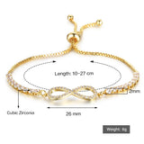 Infinity Charm Chain Zircon Crystal Women Jewelry Bracelet