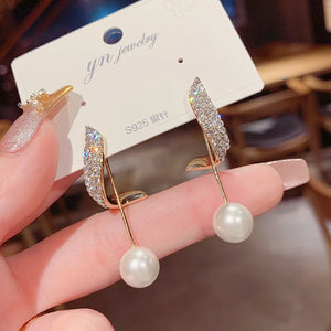 14K Diamond Twisted Ring Pearl Earrings Set
