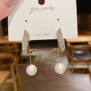 14K Diamond Twisted Ring Pearl Earrings Set