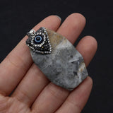 Irregular Agate Evil Eye Pendant for Bracelet DIY