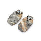 Irregular Agate Evil Eye Pendant for Bracelet DIY