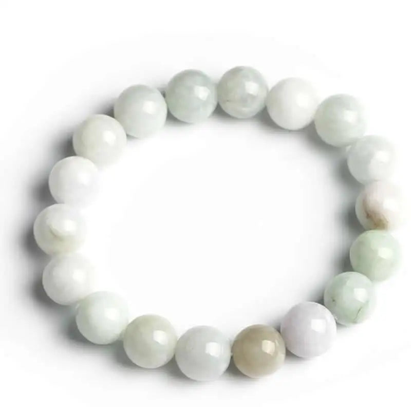 High Jadeite Bracelet Round Smooth 13mm Buddha Elastic Line Bracelet