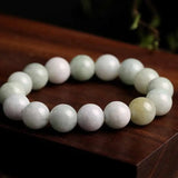 High Jadeite Bracelet Round Smooth 13mm Buddha Elastic Line Bracelet