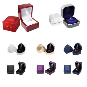 LED High Jewelry Box Engagement Wedding Rings Birthday Gift