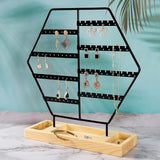 High Jewelry Organizer Wooden Base Earrings Storage Rack