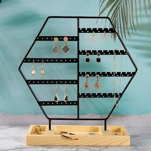 High Jewelry Organizer Wooden Base Earrings Storage Rack