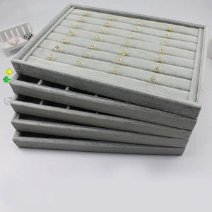 Gray Velvet High Jewelry Display Tray Set for Necklace Bracelet Earrings Ring