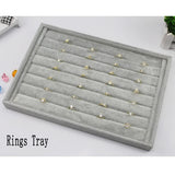 Gray Velvet High Jewelry Display Tray Set for Necklace Bracelet Earrings Ring