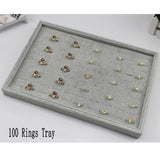 Gray Velvet High Jewelry Display Tray Set for Necklace Bracelet Earrings Ring