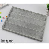Gray Velvet High Jewelry Display Tray Set for Necklace Bracelet Earrings Ring