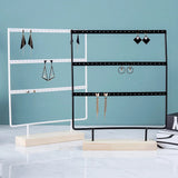 High Jewelry Iron Display Organizer Earrings & Bracelets Holder with Wooden Base