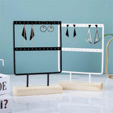 High Jewelry Iron Display Organizer Earrings & Bracelets Holder with Wooden Base