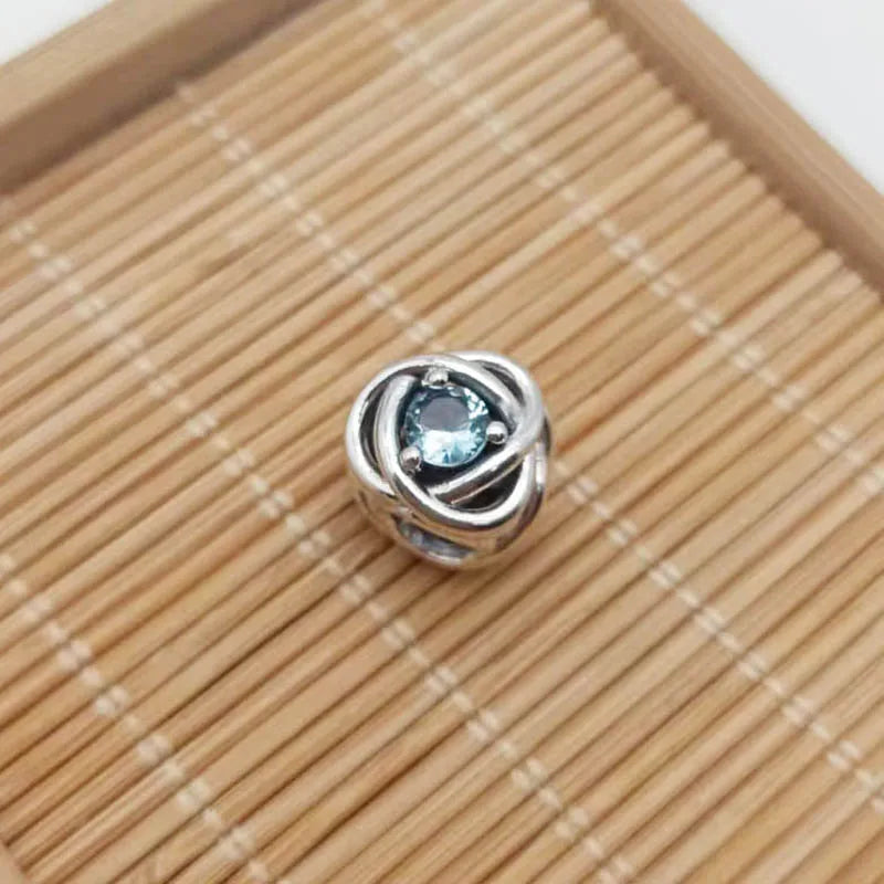 March Birthstone Charm - High Jewelry Light Beaded Eternity Circle