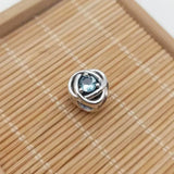 March Birthstone Charm - High Jewelry Light Beaded Eternity Circle