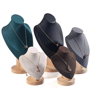 High Jewelry Organizer Display Stand Wooden Base Necklaces Bust Holder