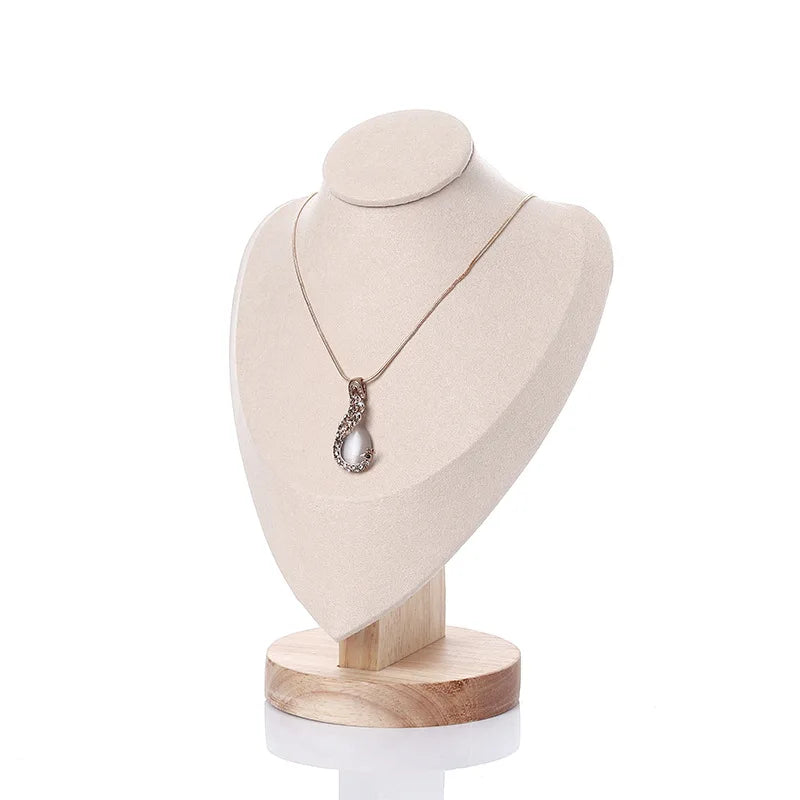 Wooden Base Jewelry Display Stand for Necklaces Chokers