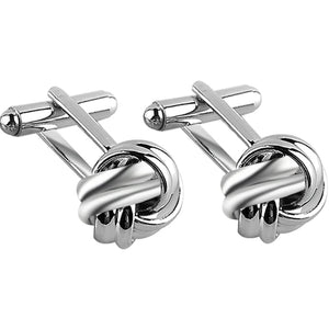 Silver Plated High Knot Cufflinks for Men Shirt Business Wedding French Shirt