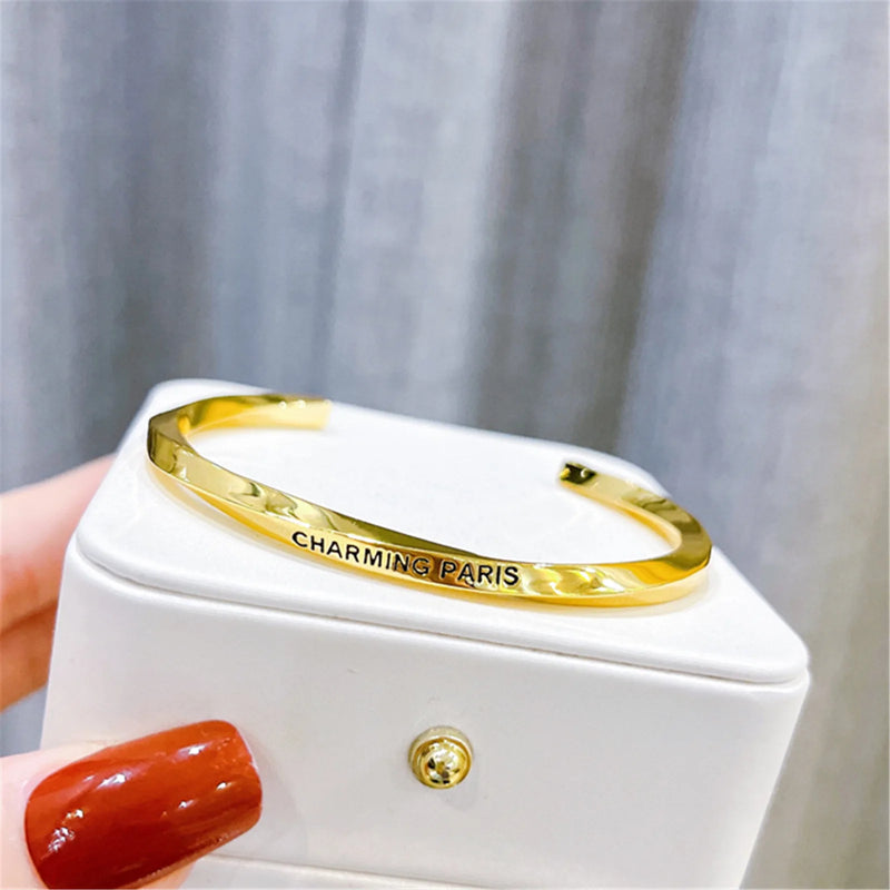 High-Quality Wavy Pattern Cuff Bangle Women's Bracelet