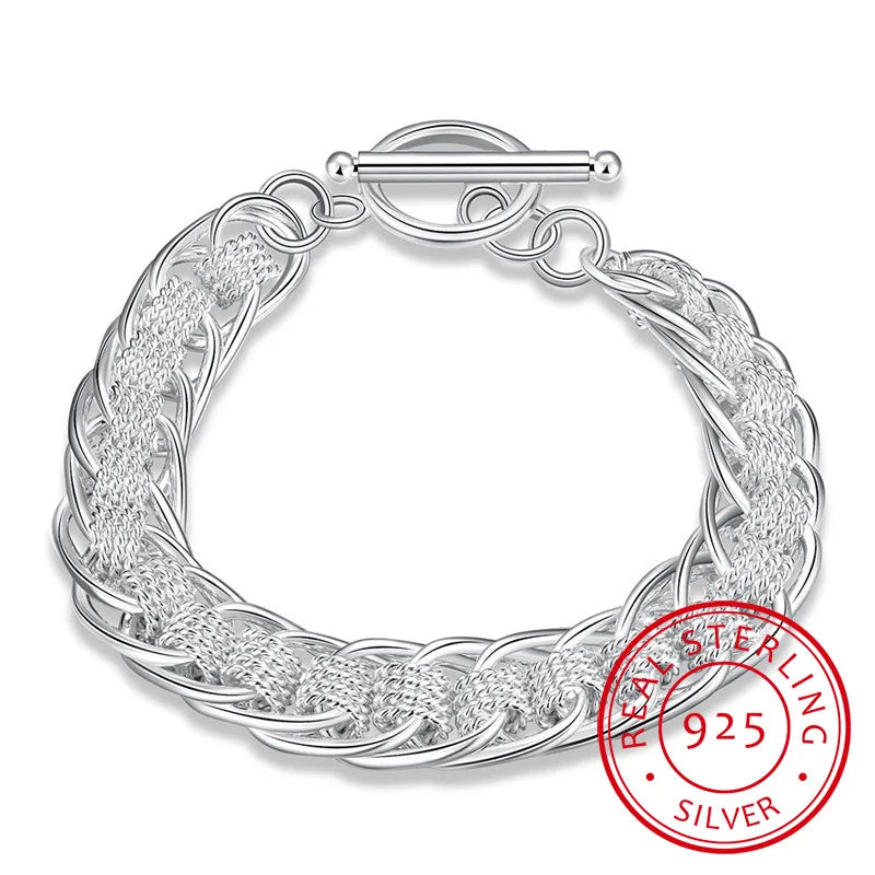 925 Silver Many Circle Charm Bracelet for Women Men