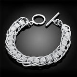 925 Silver Many Circle Charm Bracelet for Women Men
