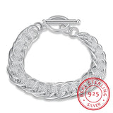 925 Silver Many Circle Charm Bracelet for Women Men