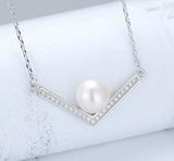Natural Pearl V-shaped Crystals Necklace Pendant