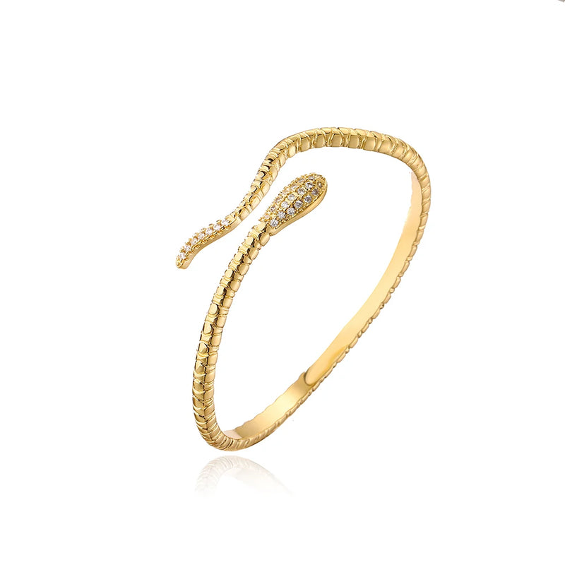 Ladies Copper Zircon CZ Snake Bangles Cuff Bracelets For Women