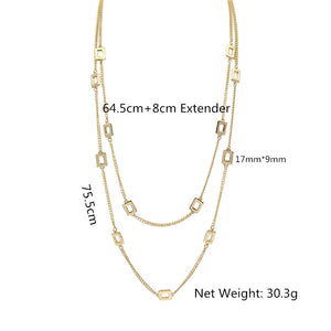 Layered Necklace Chain with Square Linked Necklace for Women
