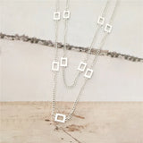 Layered Necklace Chain with Square Linked Necklace for Women