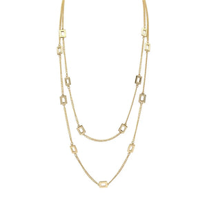 Layered Necklace Chain with Square Linked Necklace for Women