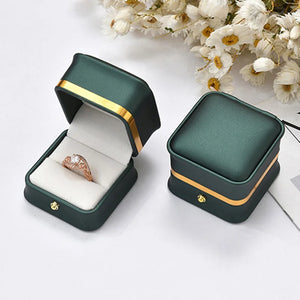 Leather Jewelry Organizer Storage Box Wedding Ring Pendant Bracelet Necklace