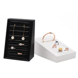 Leather Rings Earrings Tray Storage Box Organizer Case
