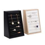 Leather Rings Earrings Tray Storage Box Organizer Case