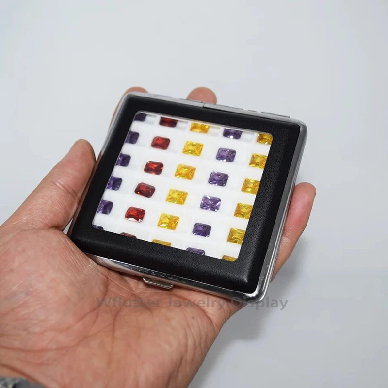 Leatherette Gem Display Box 30 Cells Diamond Case Stone Box
