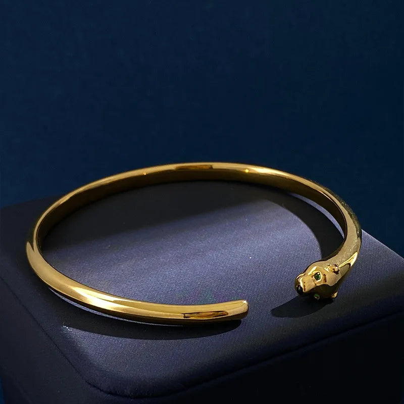 Leopard Head Open Bracelet Bangle for Women Jewelry Sets