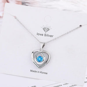 925 Silver Beating Heart Zircon Necklace