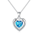 Heart Love Zircon 925 Silver Necklace Wedding Jewelry