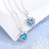 Heart Love Zircon 925 Silver Necklace Wedding Jewelry