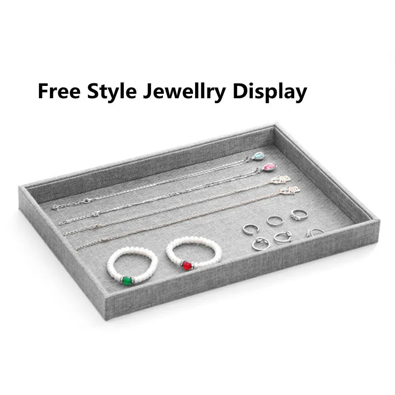 Linen Jewelry Display Holder Ring Earring Case Storage Organizer