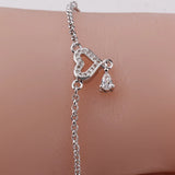 Heart Charm Copper Plating Rhodium Bracelet for Women
