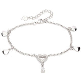 Heart Charm Copper Plating Rhodium Bracelet for Women