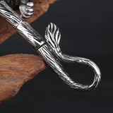 Stainless Steel Lion Charm Bracelet - Polished Silver 3D Animal Rock Bracelet