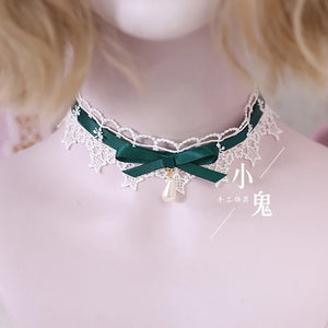 Lolita Alice Daily Life Lace Bow Necklace