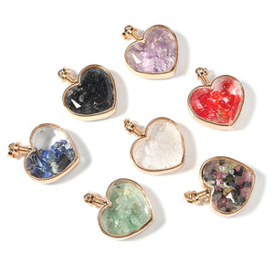 High Love Heart Glass Natural Stone Beads Pendant For Jewelry Making