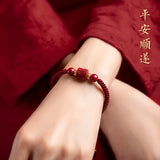 Hand Weave DIY Lucky Red Rope Bracelets with Cinnabar Charm