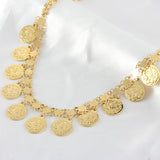18K Coin Round Pendant Necklace for Women Girls Cuban Link Chains Choker